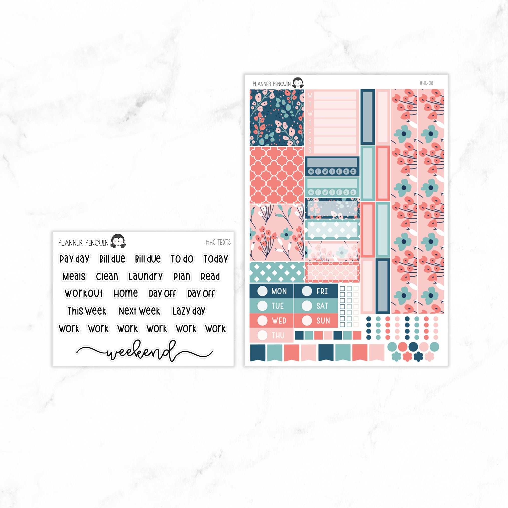 Summer Florals Hobonichi Cousin A5 Weekly Sticker Kit// #HC-08