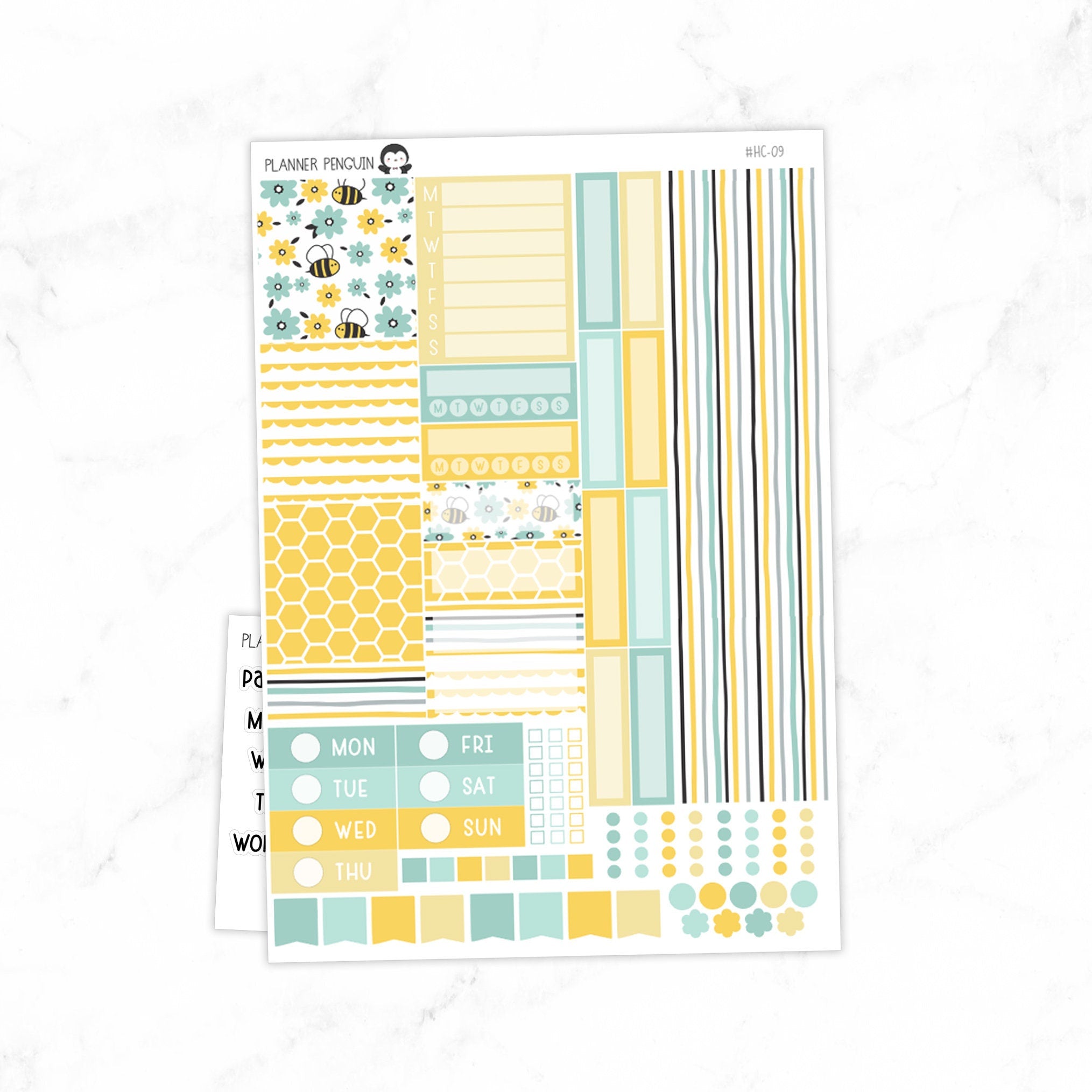 Bumble Bee Hobonichi Cousin A5 Weekly Sticker Kit// #HC-09