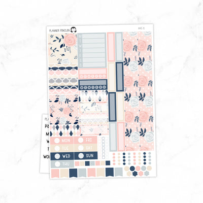 Peach And Navy Hobonichi Cousin A5 Weekly Sticker Kit// #HC-11
