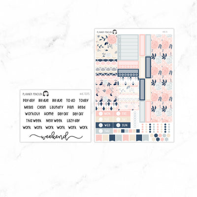 Peach And Navy Hobonichi Cousin A5 Weekly Sticker Kit// #HC-11