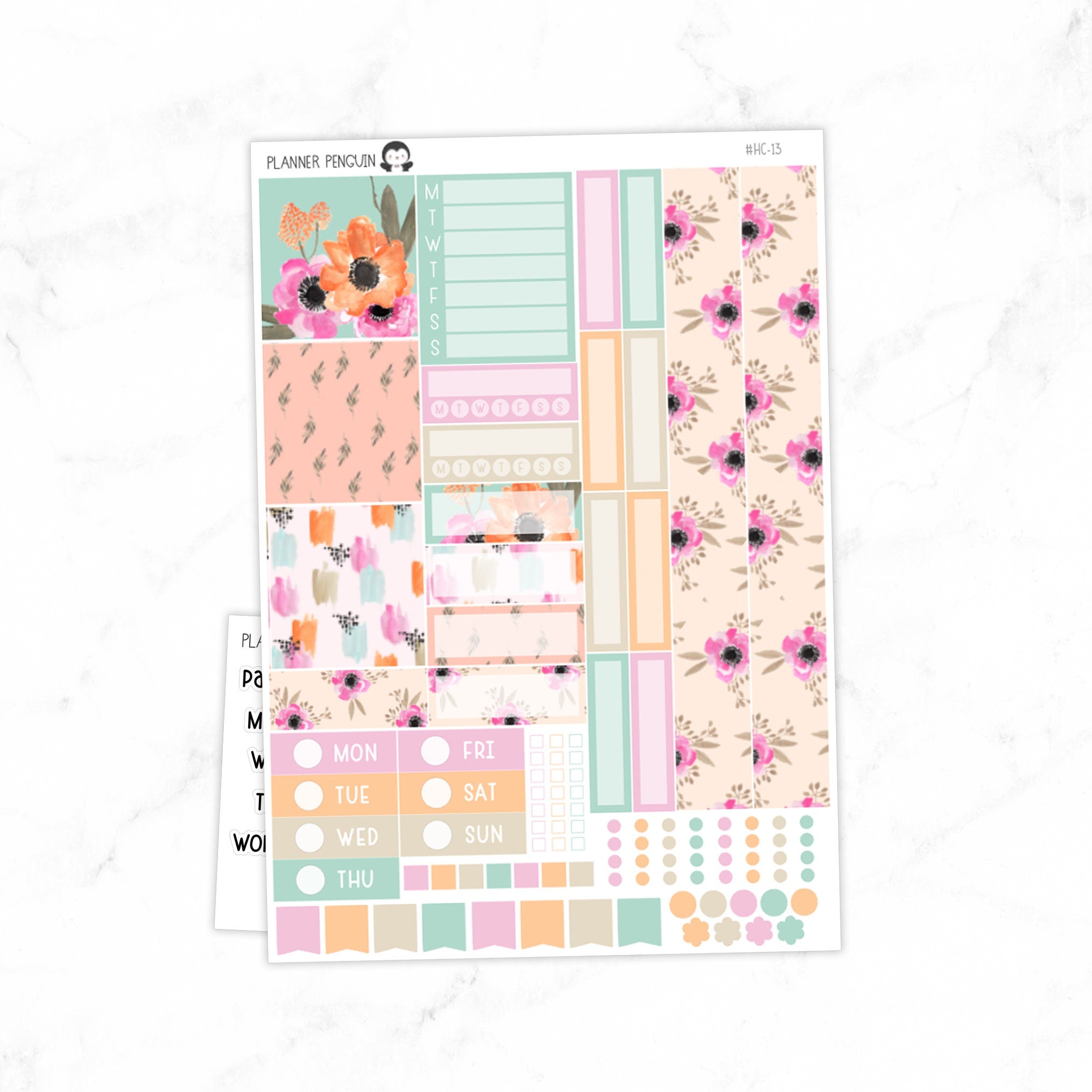 Poppy Hobonichi Cousin A5 Weekly Sticker Kit// #HC-13