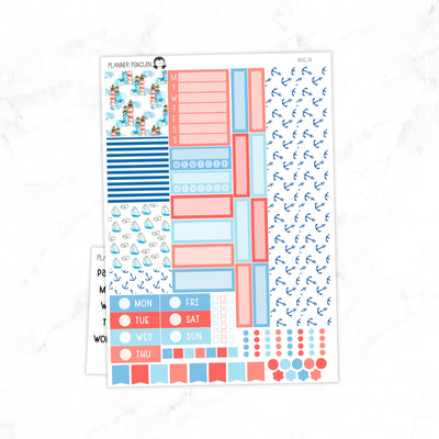 Nautical Hobonichi Cousin A5 Weekly Sticker Kit// #HC-14