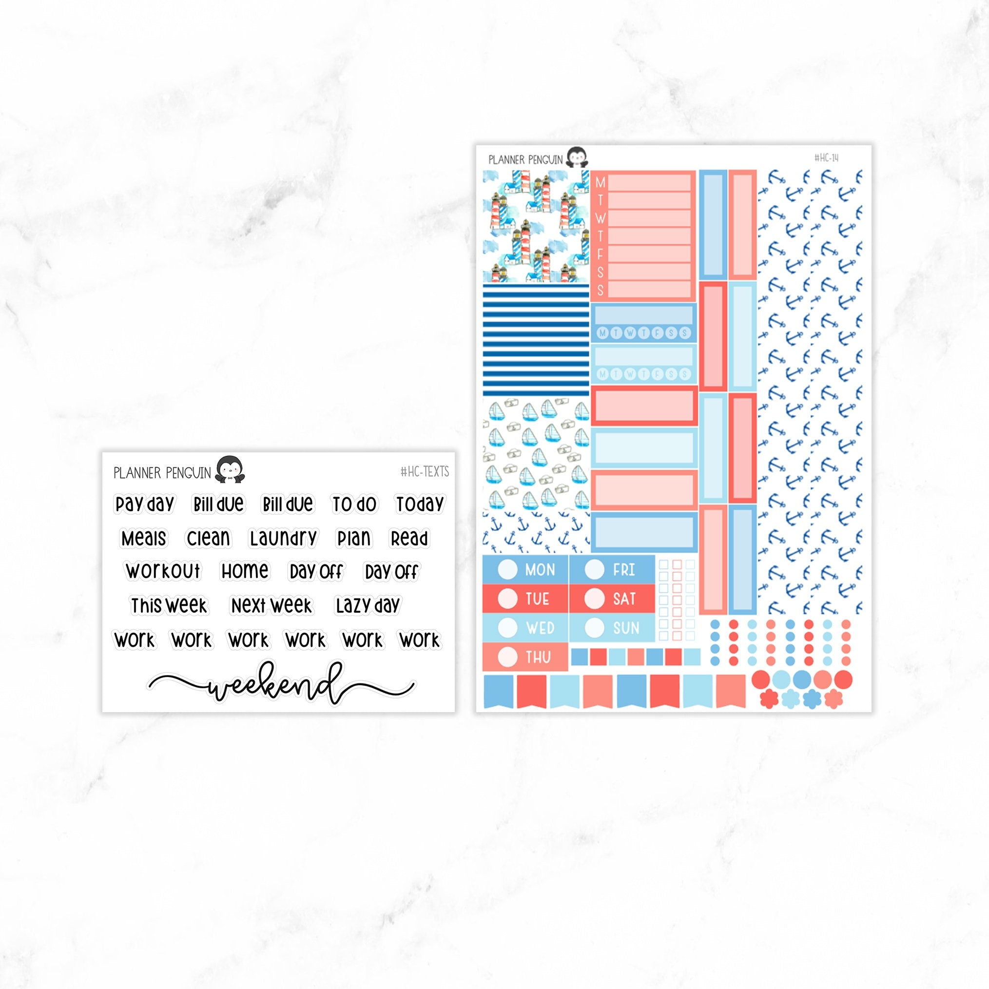 Nautical Hobonichi Cousin A5 Weekly Sticker Kit// #HC-14