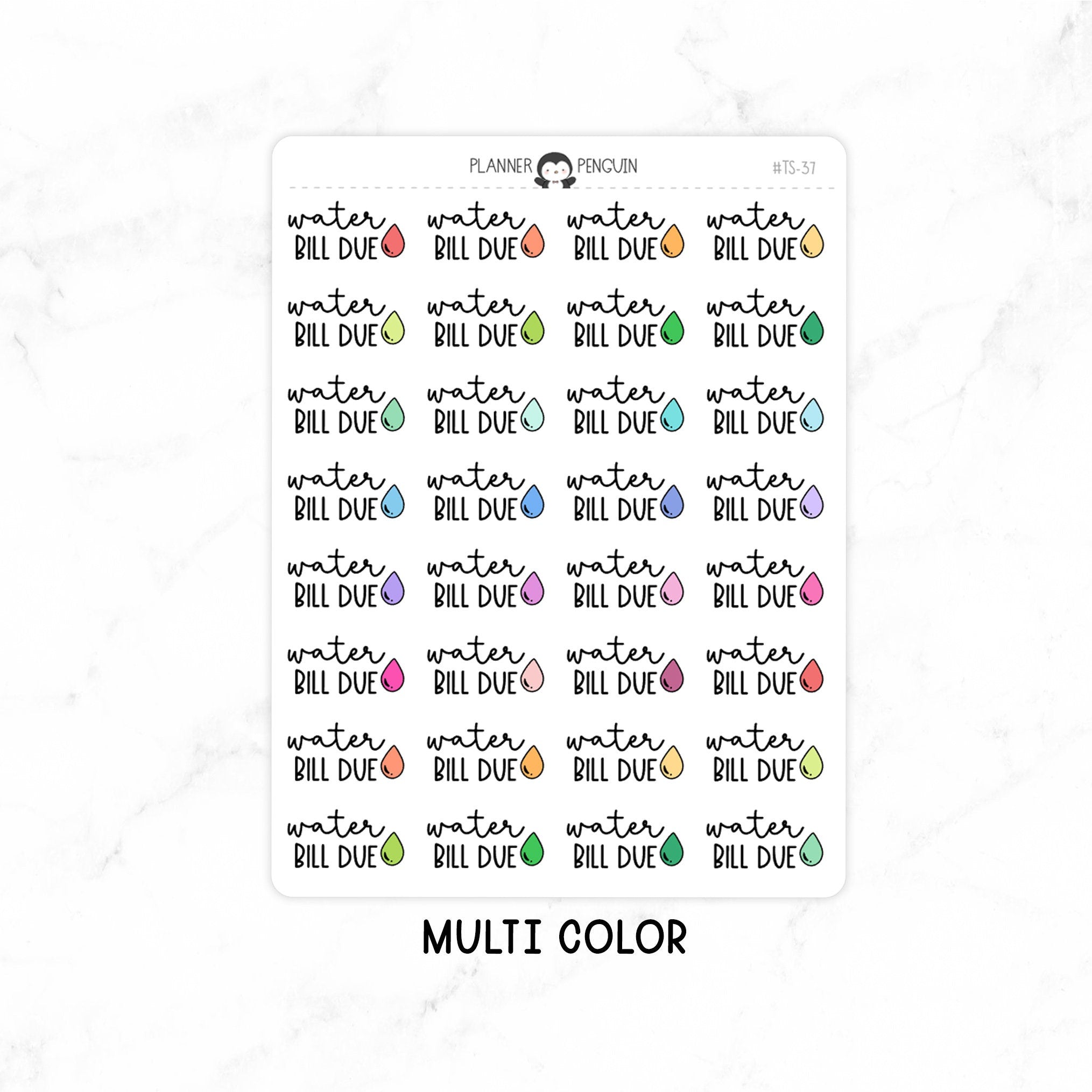 Water Bill Due - Icon Script Stickers