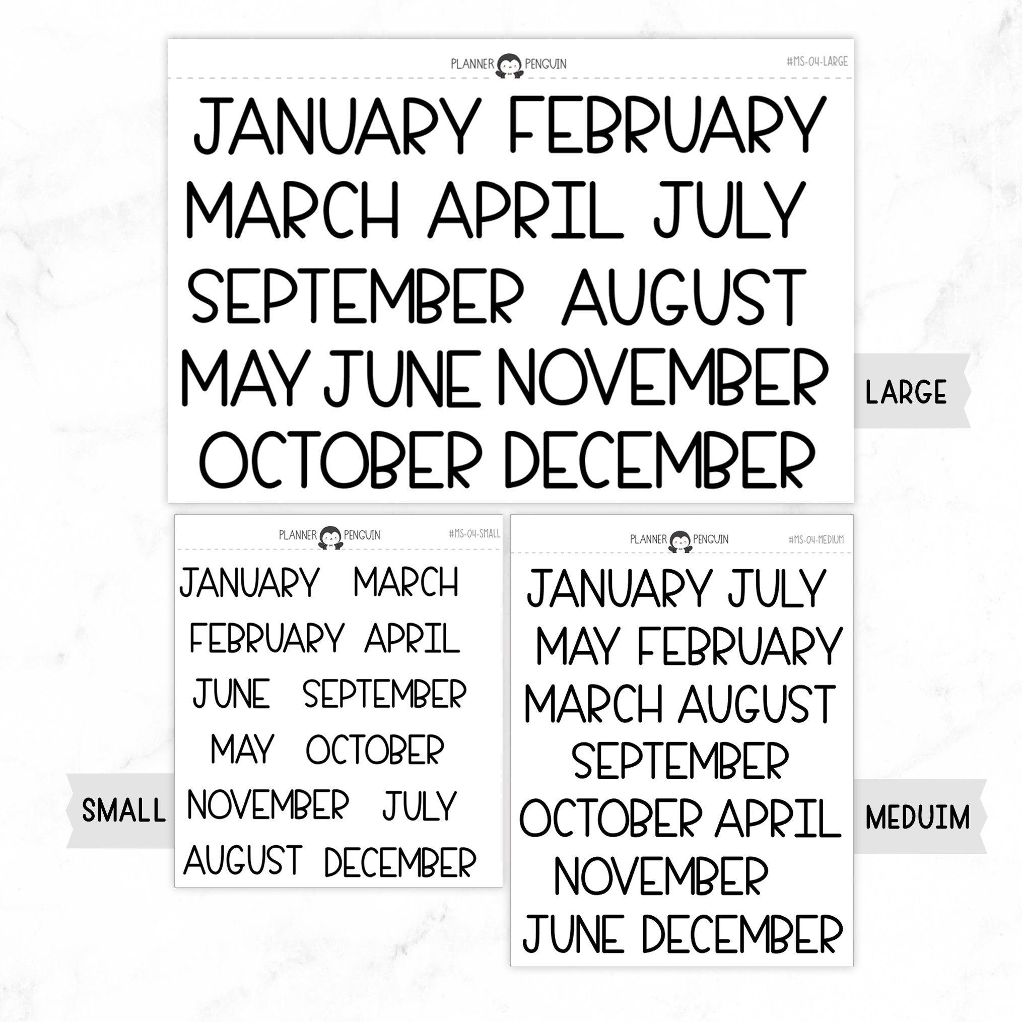Ms Small Script Monthly Script stickers // #MS-04 – Plannerpenguin