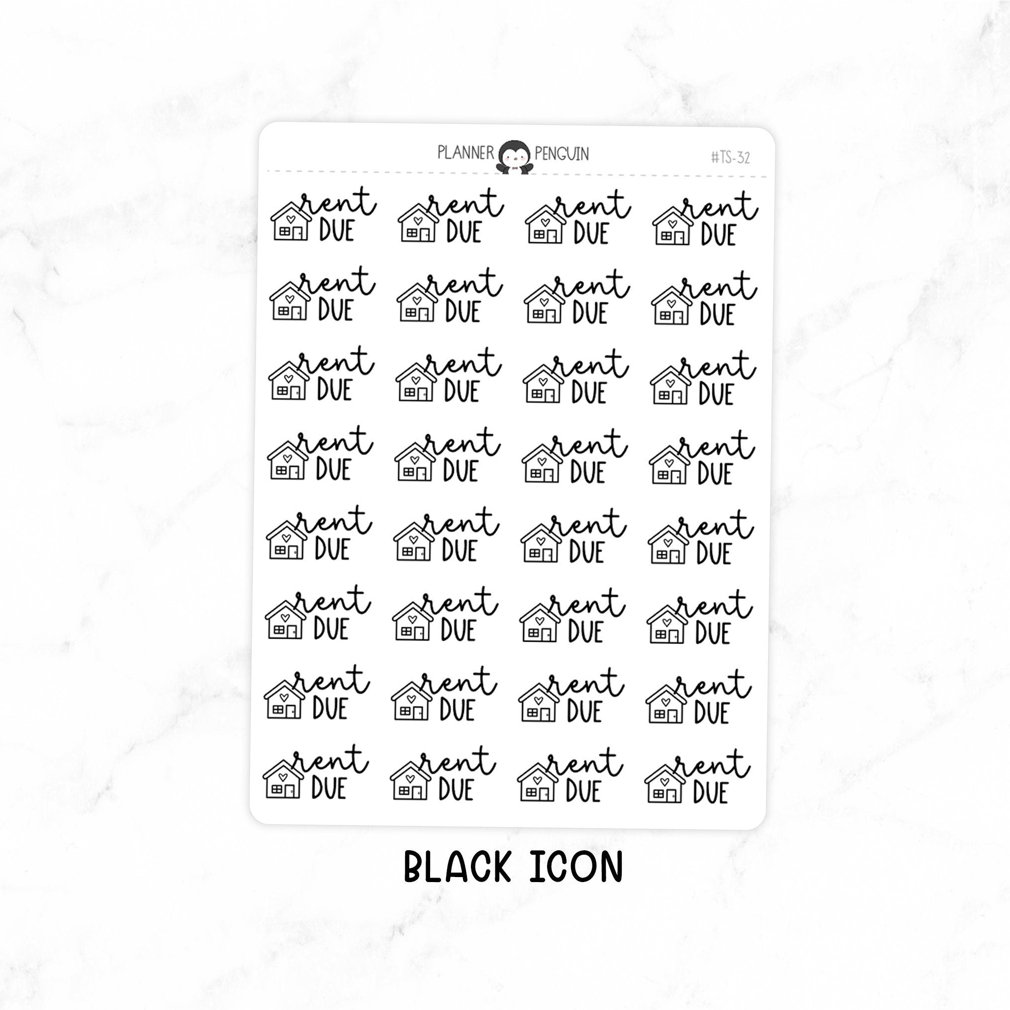 Rent Due - Icon Script Stickers // #TS-32 – Plannerpenguin