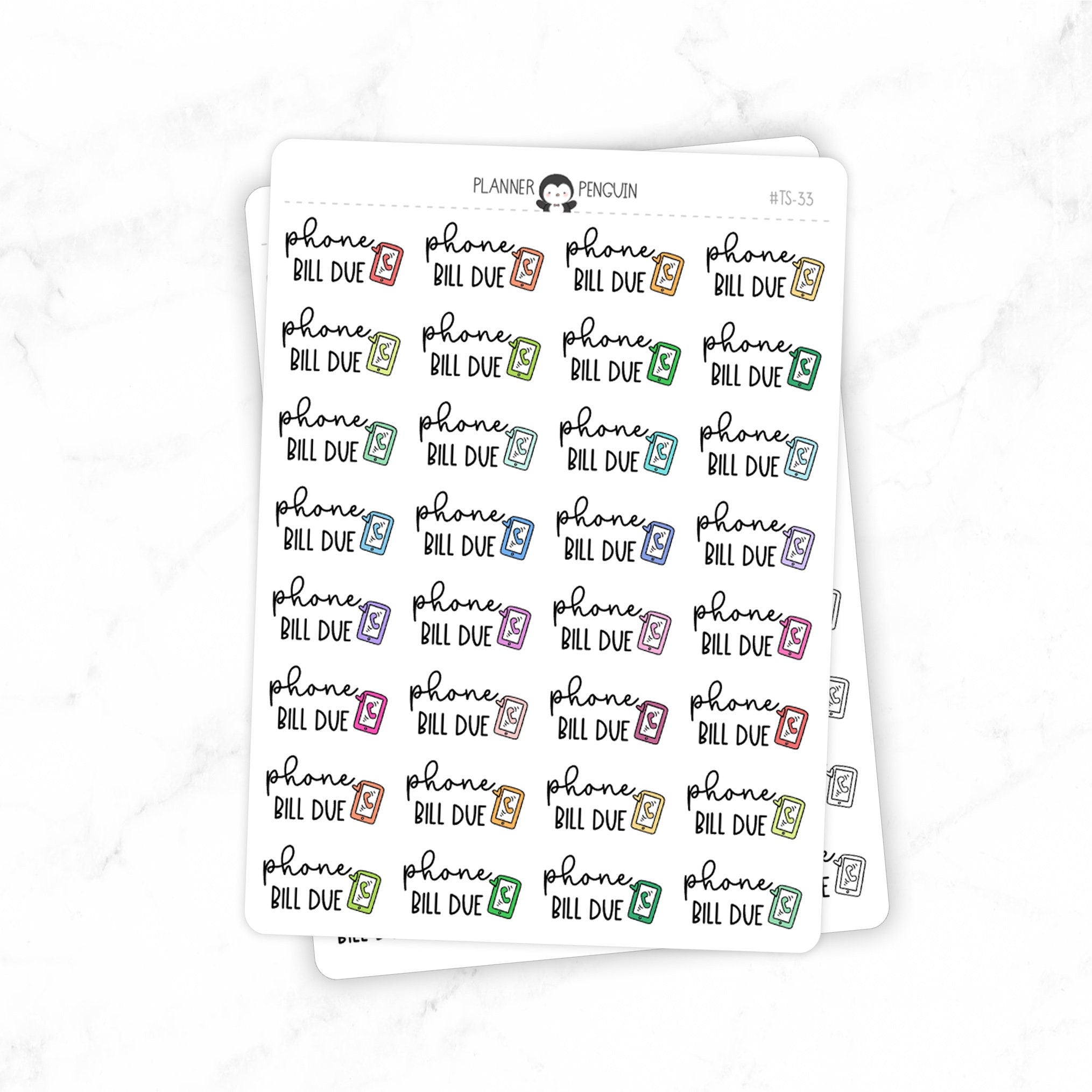 Phone Bill Due - Icon Script Stickers