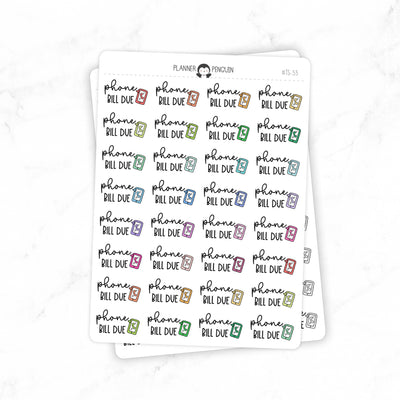 Phone Bill Due - Icon Script Stickers // #TS-33