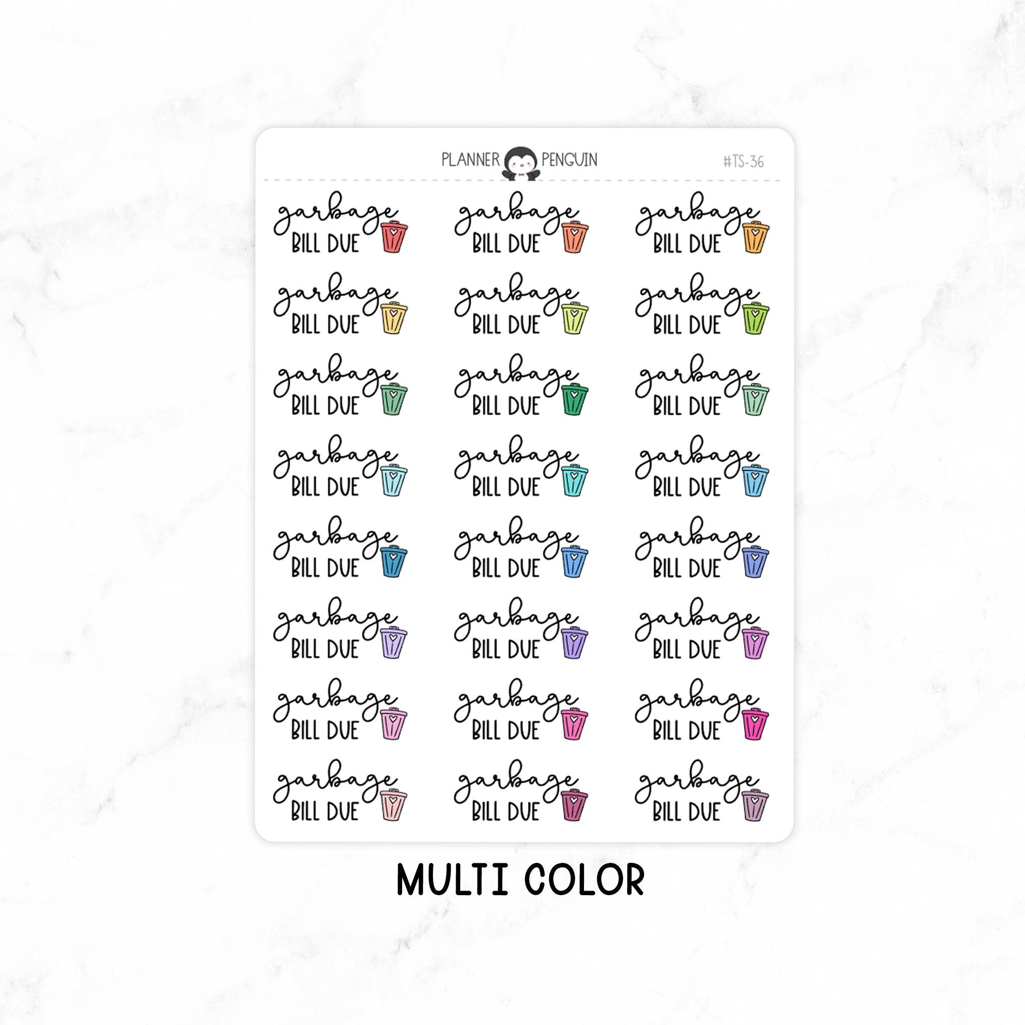 Garbage Bill Due - Icon Script Stickers
