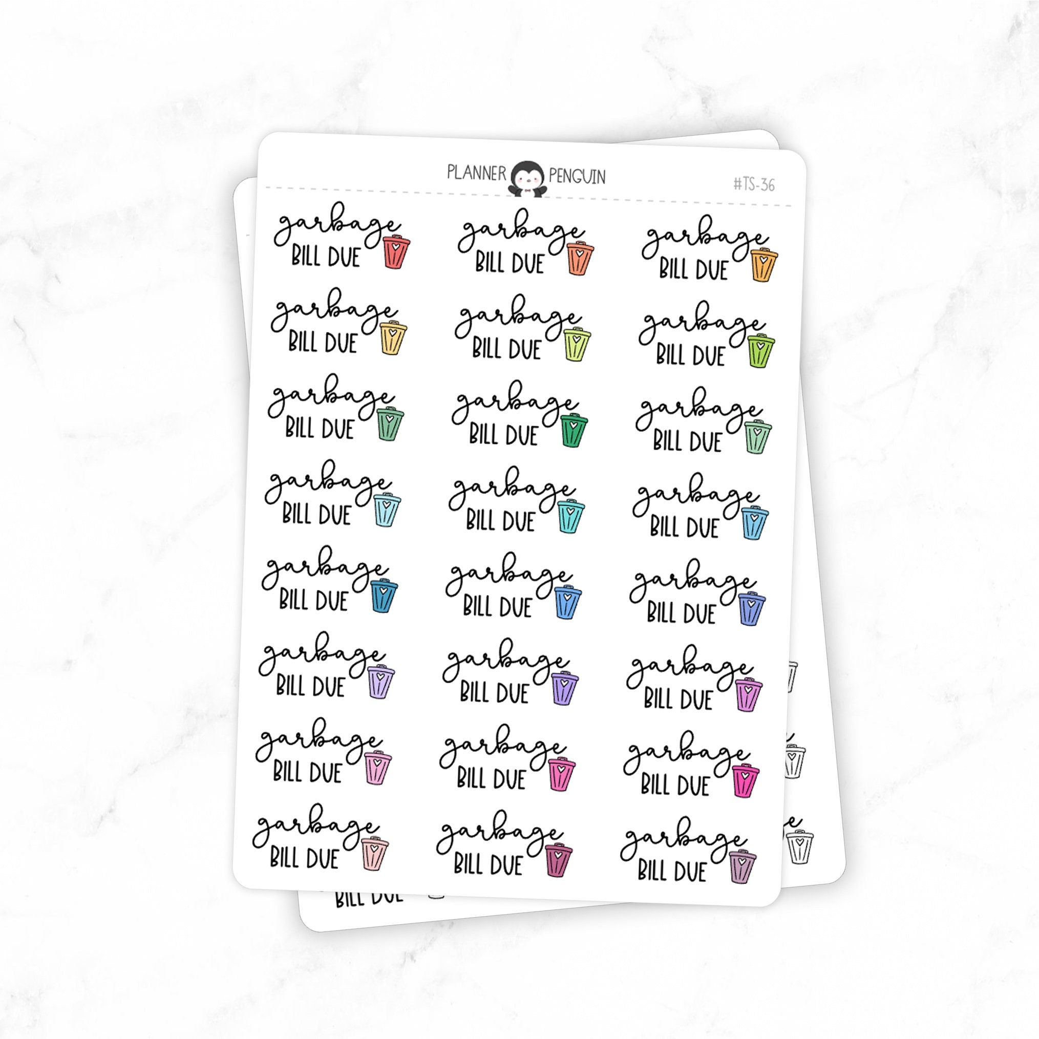 Garbage Bill Due - Icon Script Stickers