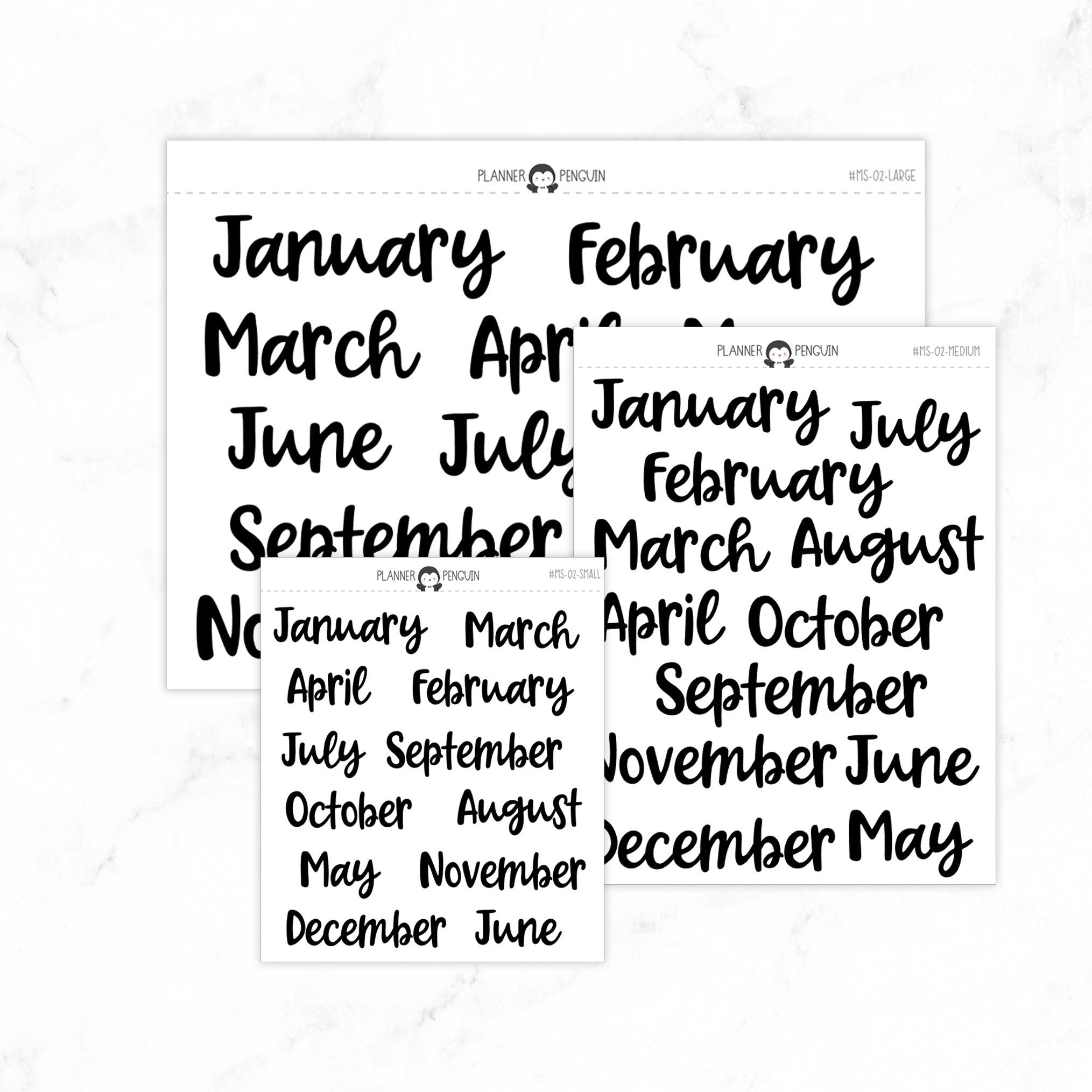 Monthly Script stickers // #MS-02 – Plannerpenguin
