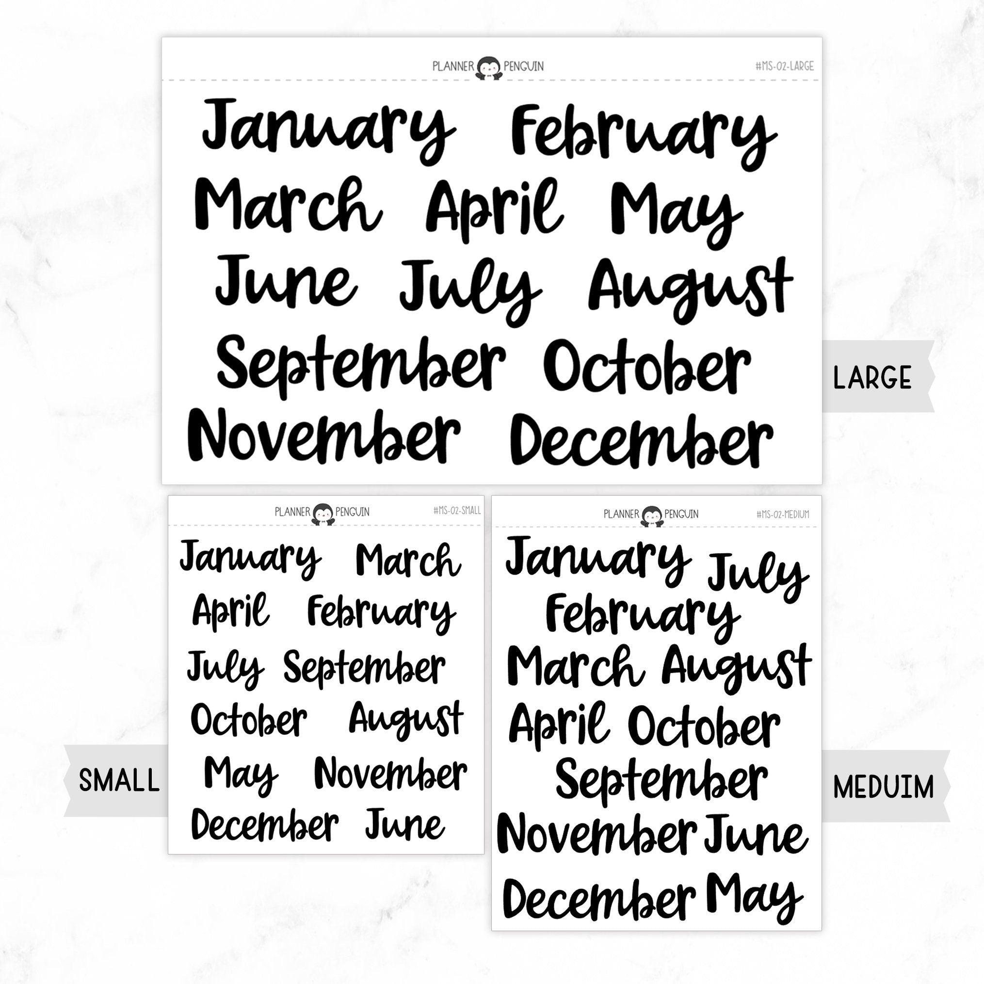 Monthly Script stickers // #MS-02 – Plannerpenguin