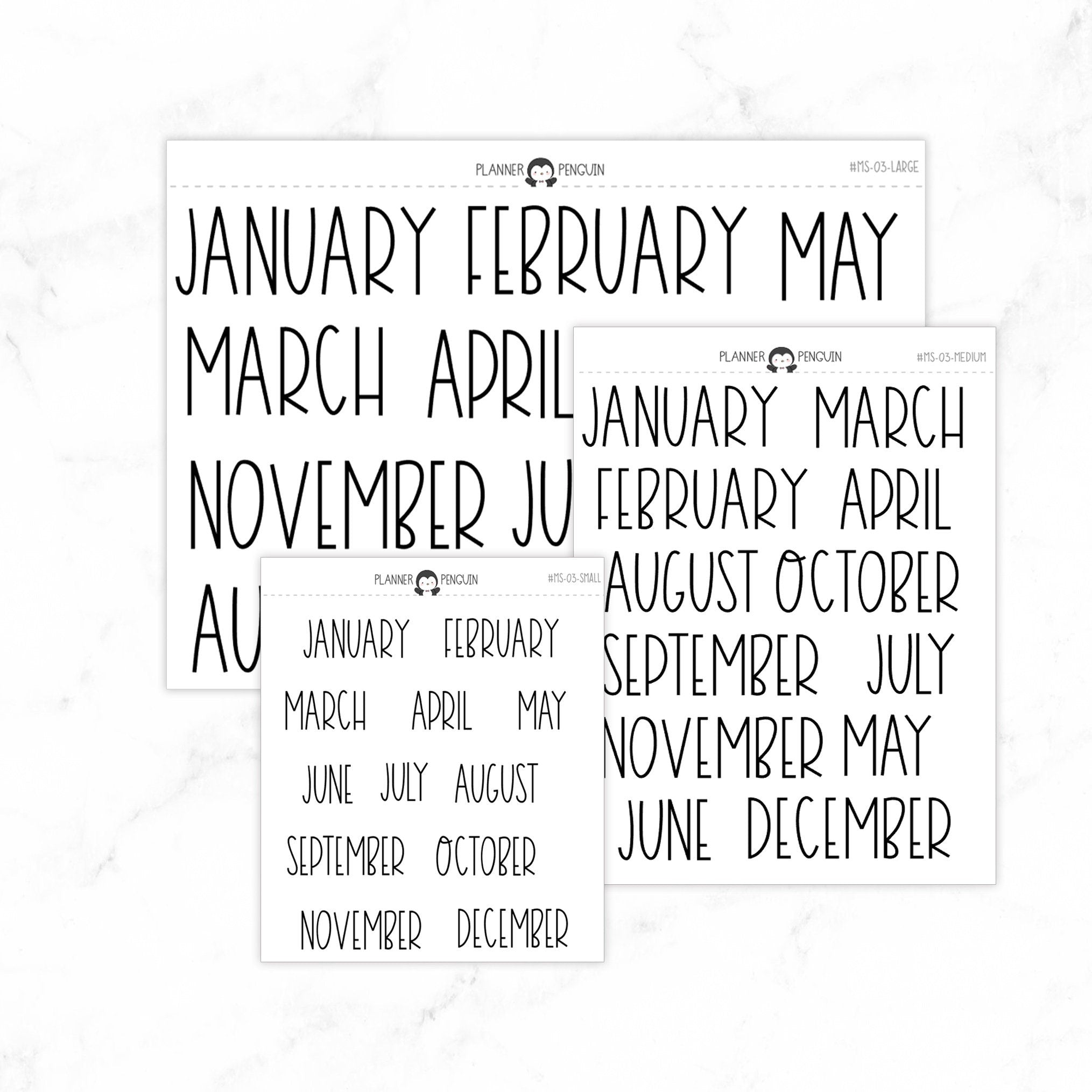 Monthly Script stickers // #MS-03 – Plannerpenguin