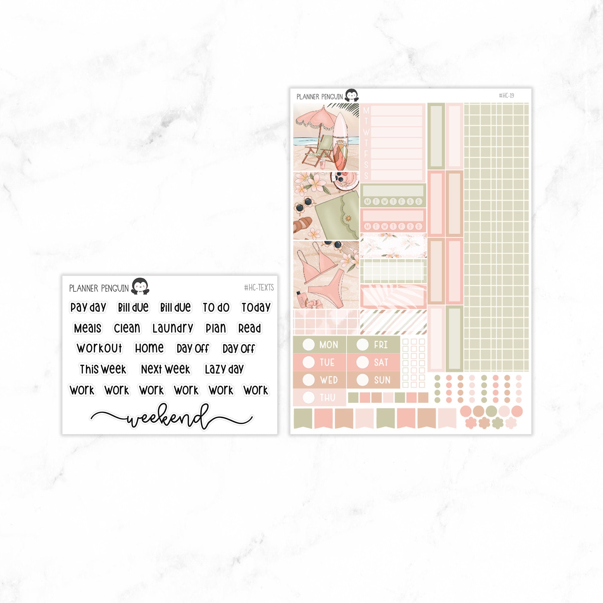 Summer Vibes Hobonichi Cousin A5 Weekly Sticker Kit// #HC-19