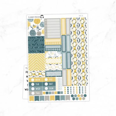 Mustard And Navy Hobonichi Cousin A5 Weekly Sticker Kit// #HC-23