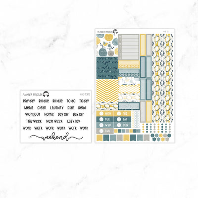 Mustard And Navy Hobonichi Cousin A5 Weekly Sticker Kit// #HC-23
