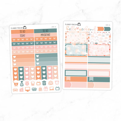Peach Floral Mini Weekly B6 Kit// #MK-34