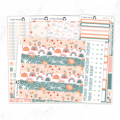 Peach Floral A5 Daily Duo Sticker Kit// #A5-03