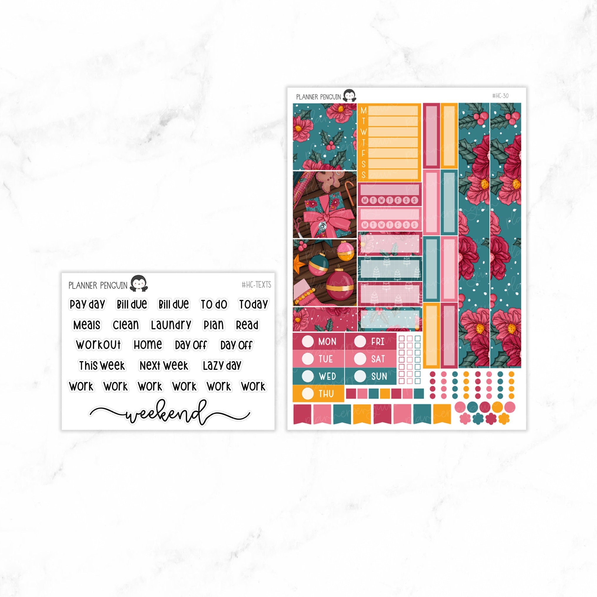 Merry & Bright Christmas Hobonichi Cousin A5 Weekly Sticker Kit// #HC-30