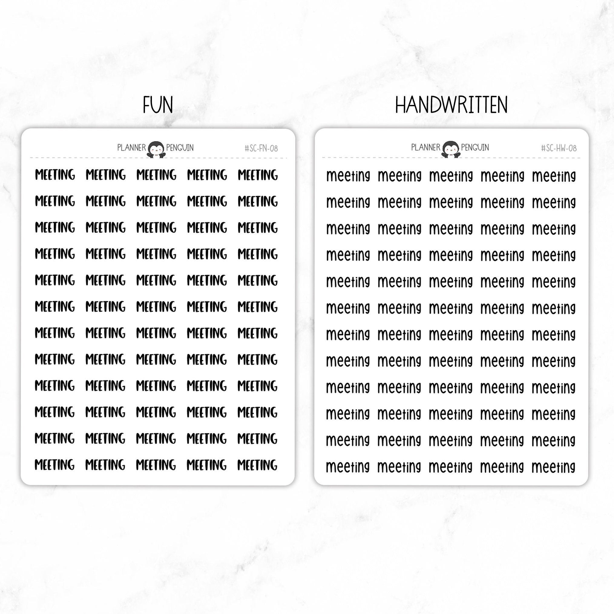 Meeting Script Stickers // #SC-08 – Plannerpenguin