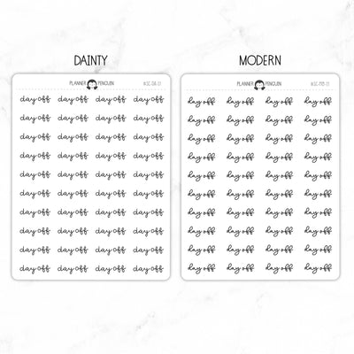Day Off Script Stickers // #SC-17