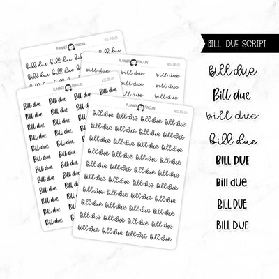 Bill Due Script Stickers // #SC-9