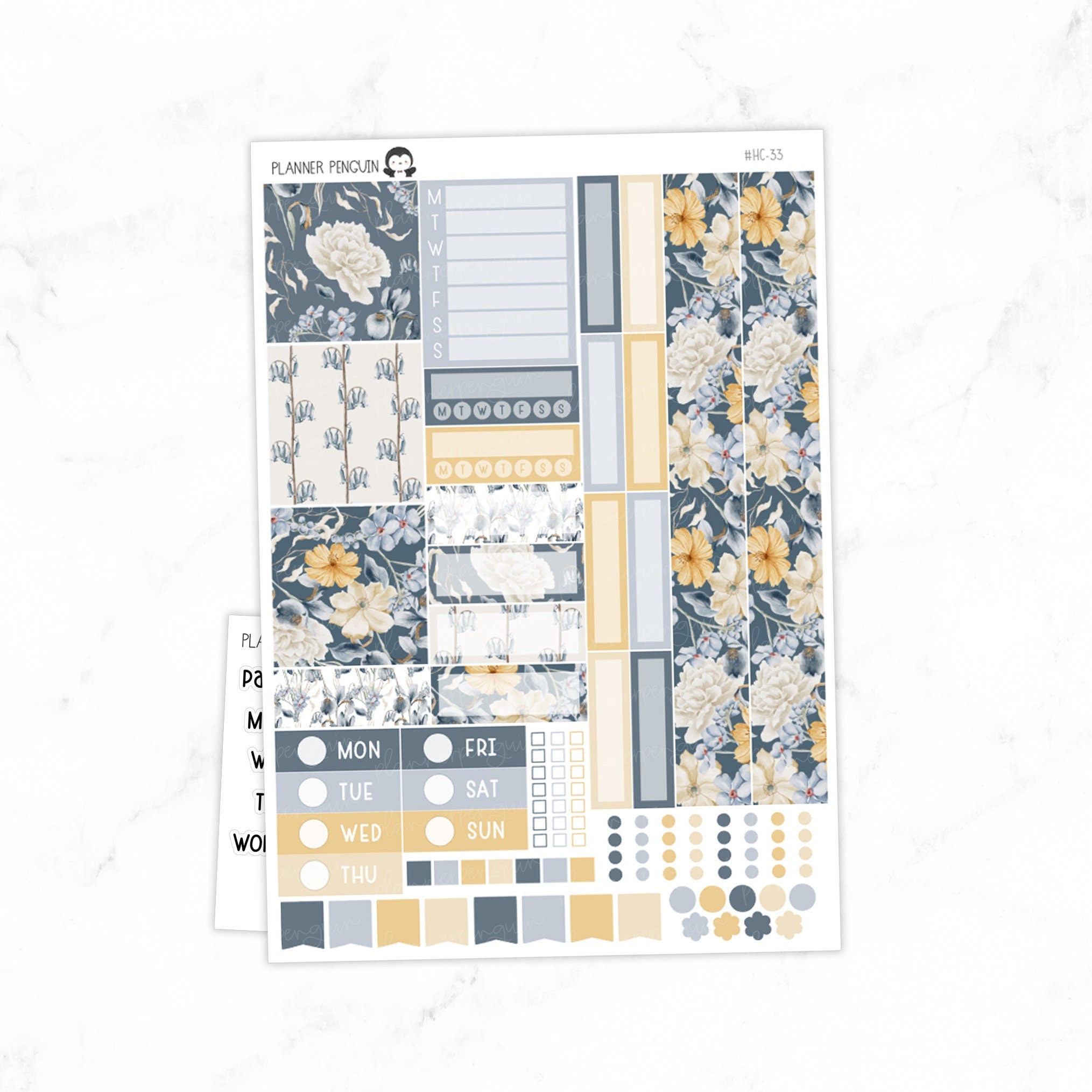 Winter Flowers Hobonichi Cousin A5 Weekly Sticker Kit// #HC-33