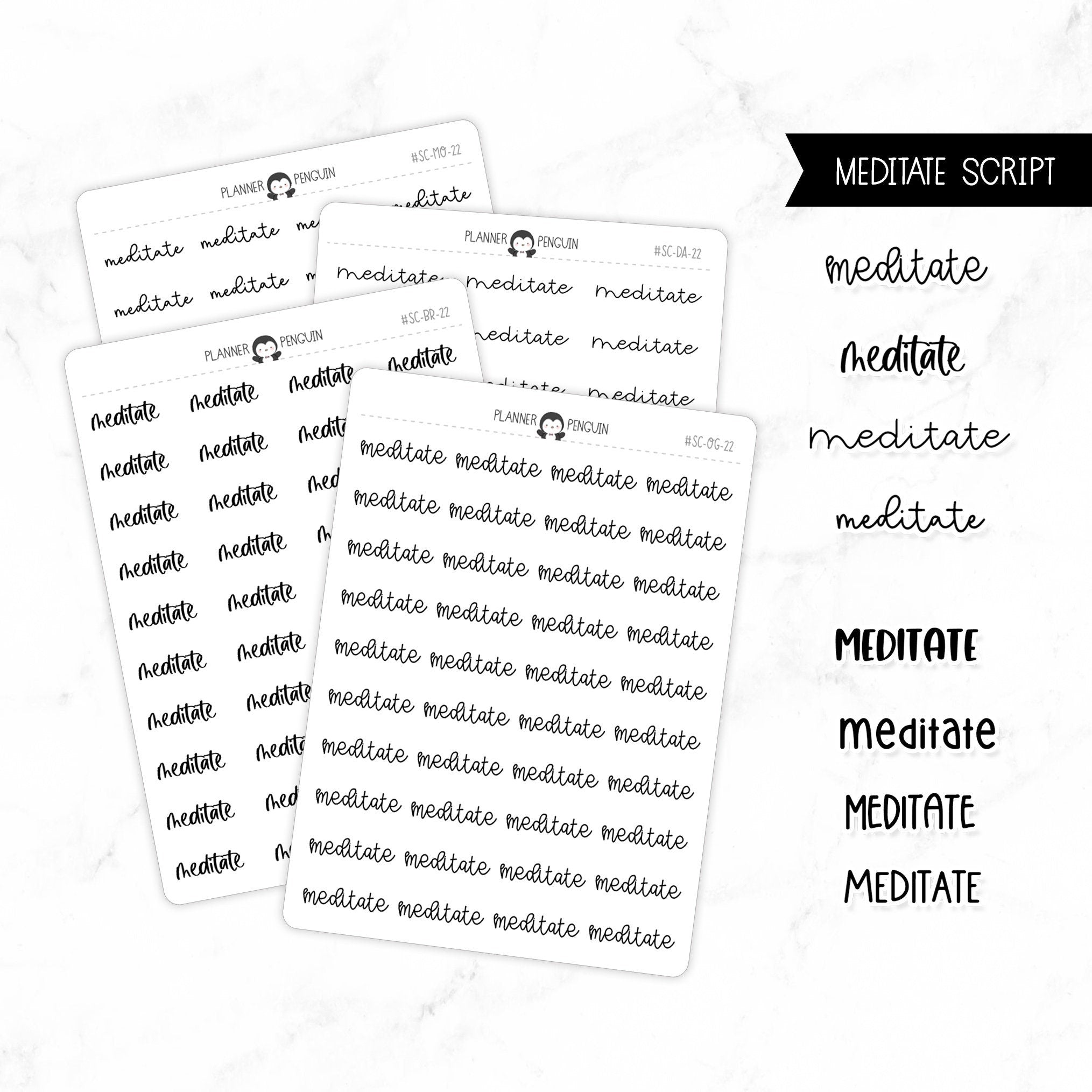 Meditate Script Stickers