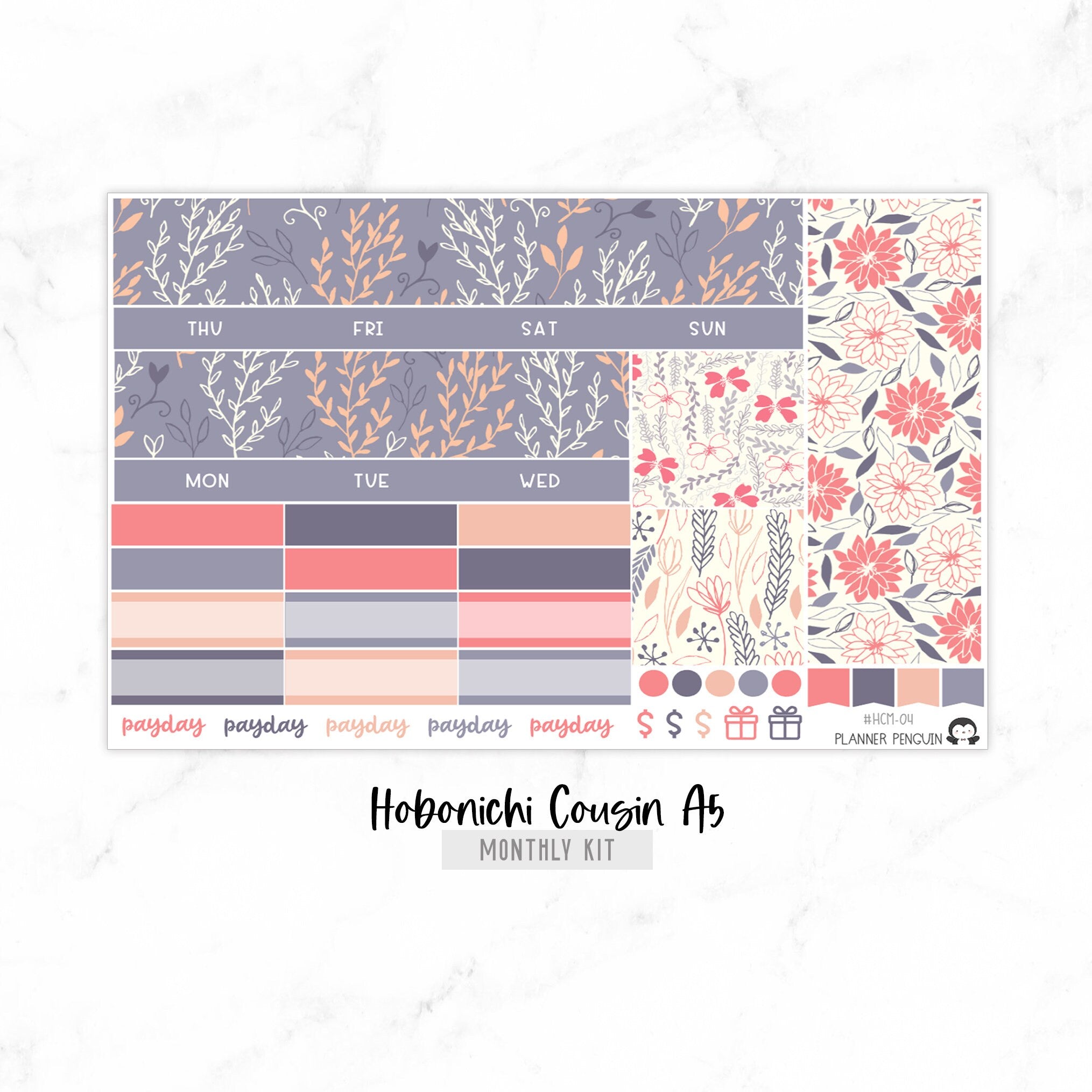 Coral Undated Hobonichi Monthly Kit