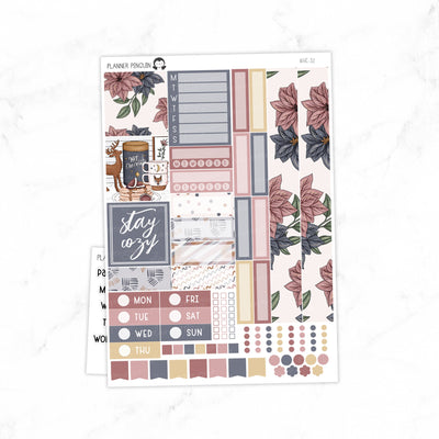 Cozy Winter Hobonichi Cousin A5 Weekly Sticker Kit// #HC-32