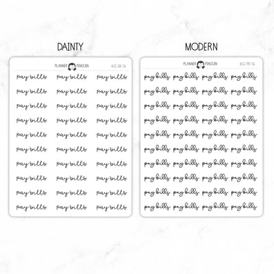 Pay Bills Script Stickers // #SC-36