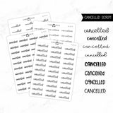 Cancelled Script Stickers
