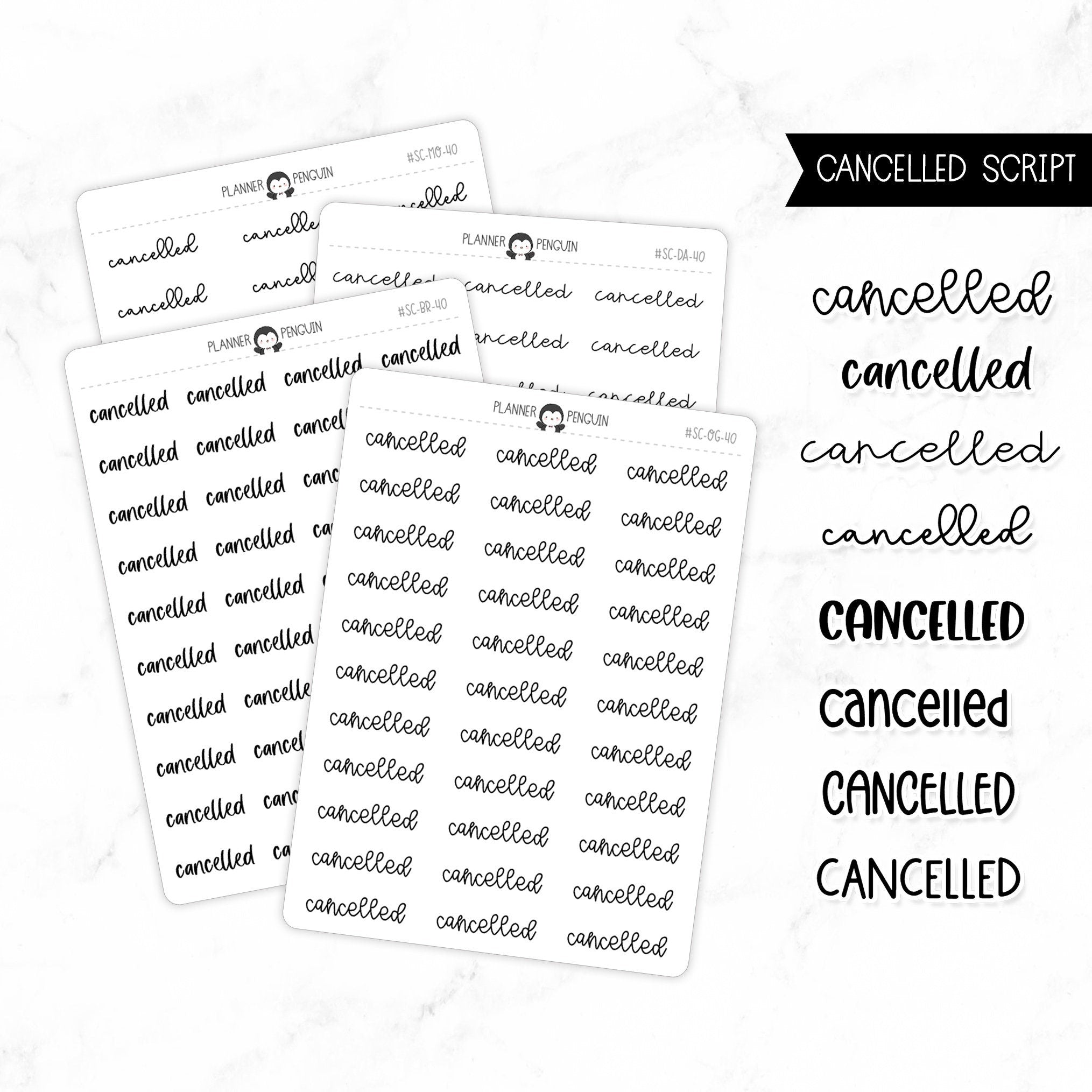 Cancelled Script Stickers