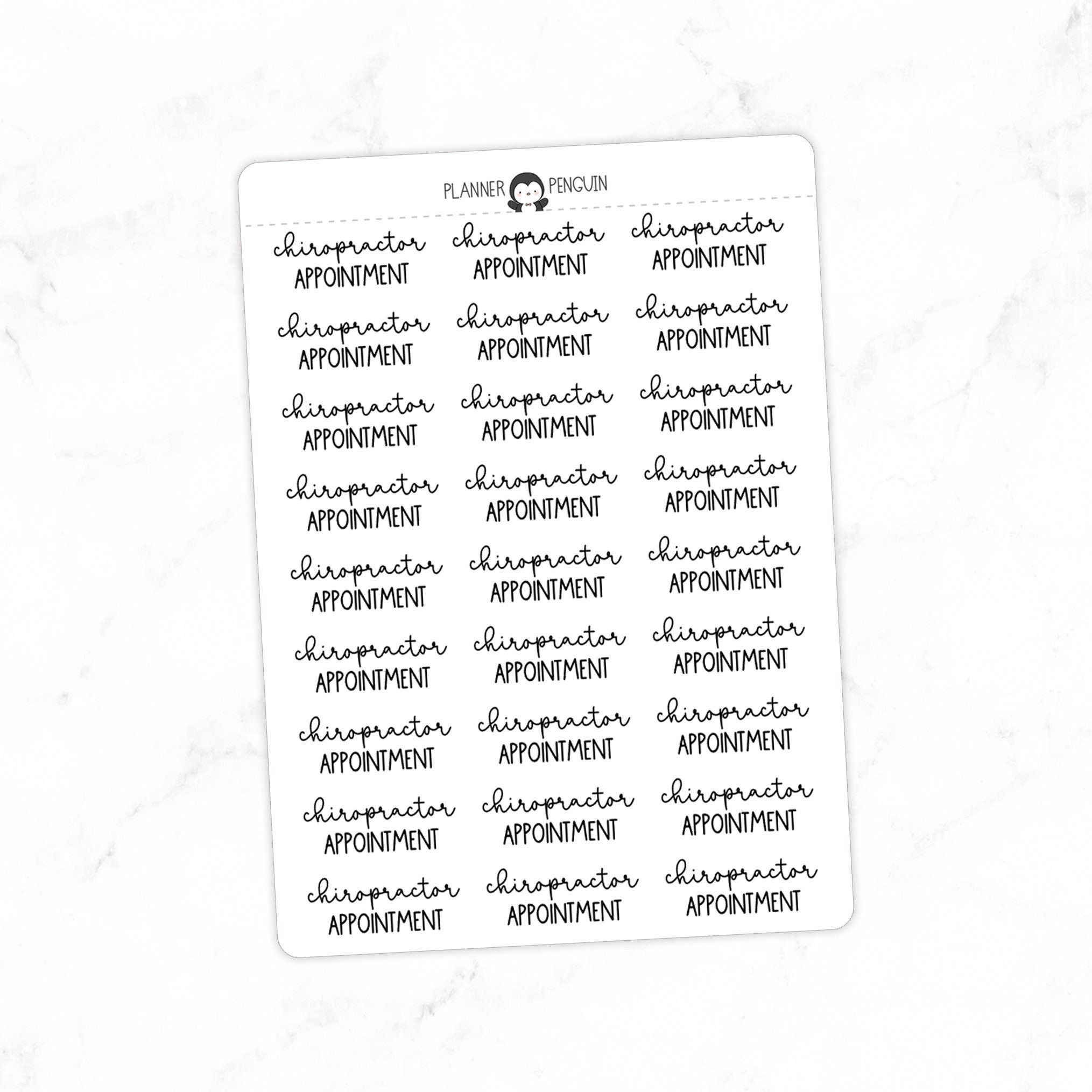 Chiropractor Appointment Typography stickers