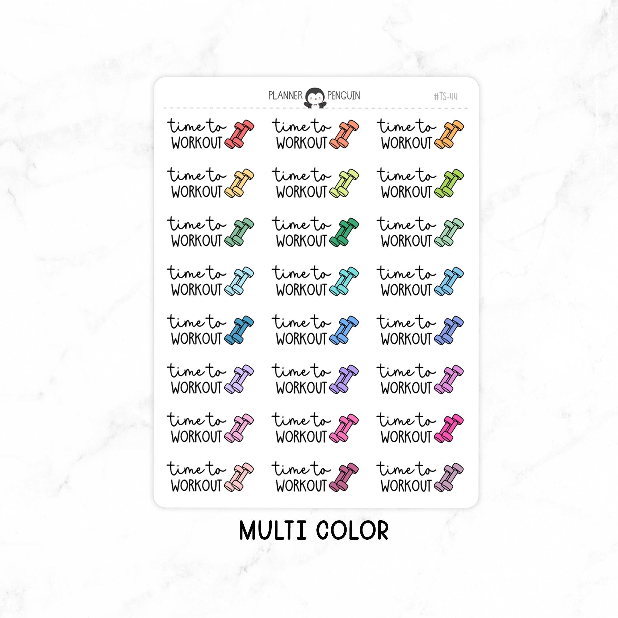 Time To Workout - Icon Script Stickers