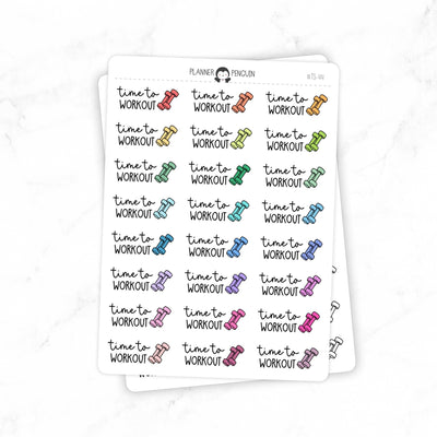 Time To Workout - Icon Script Stickers // #TS-44