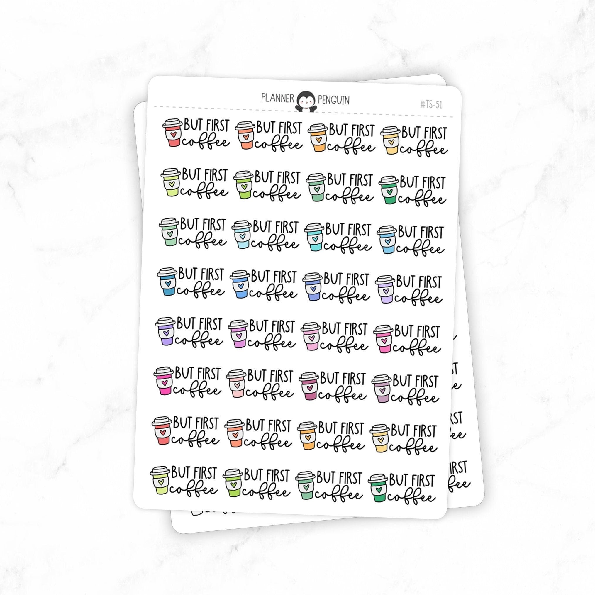 But First Coffee - Icon Script Stickers