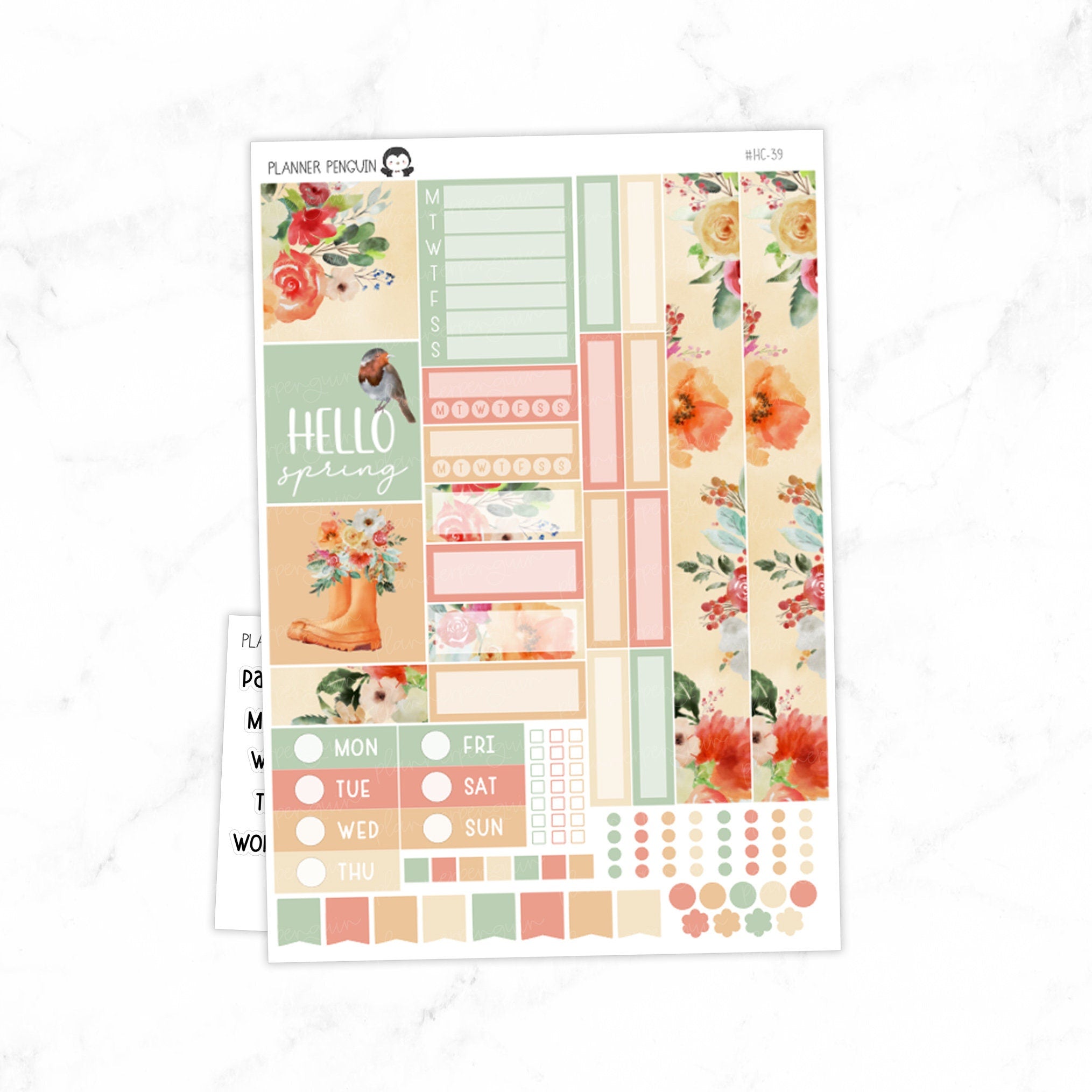 Spring Garden Hobonichi Cousin A5 Weekly Sticker Kit// #HC-39